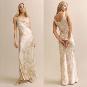 Reformation 2 Annabelle Silk Dress in Sable Cream Maxi Sleeveless Bridal